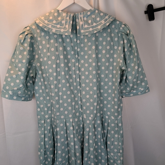 Laura Ashley Vintage Blue Polka Dot Sailor Dress Size 12 In EUC - Picture 10 of 14